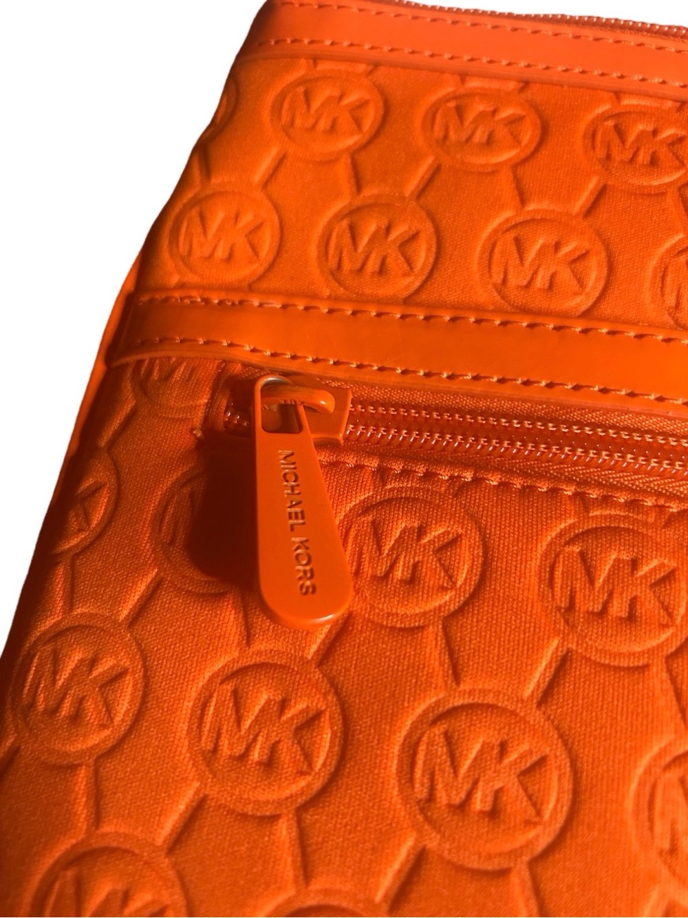 Michael Kors Orange Embossed MK Logo Crossbody - Picture 6 of 10